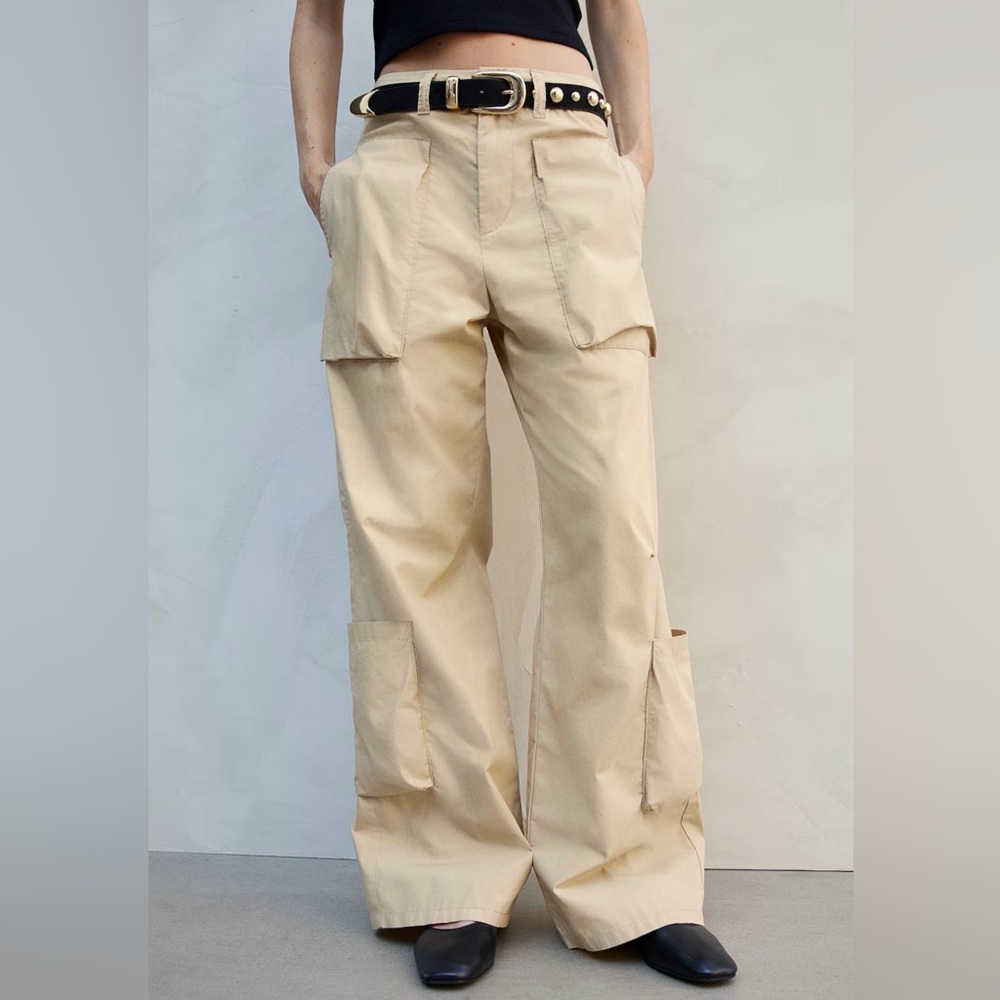 H&M Black Cotton Cargo Pants Small - Picture 1 of 11